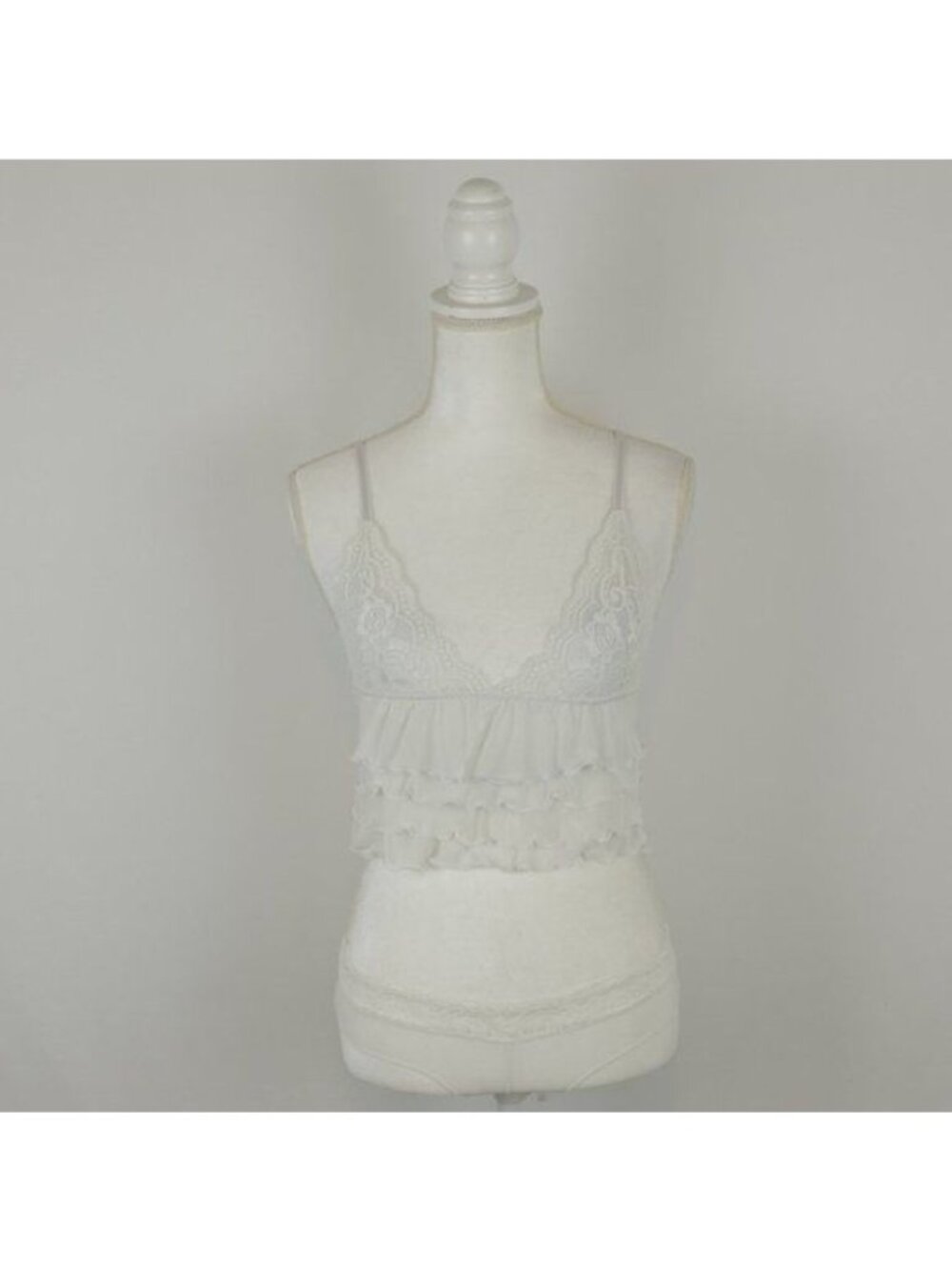 Seven 'Til Midnight Women's Small White Ruffled 2 Piece Intimates Lingerie Set